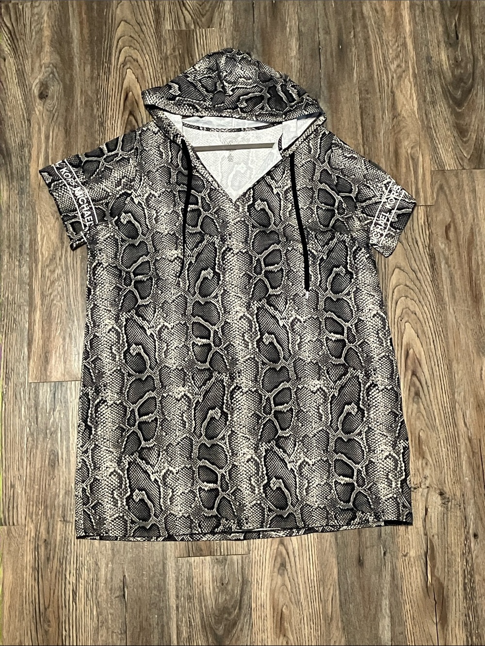 Michael Kors Plus Size Snake-Print Hooded Dress